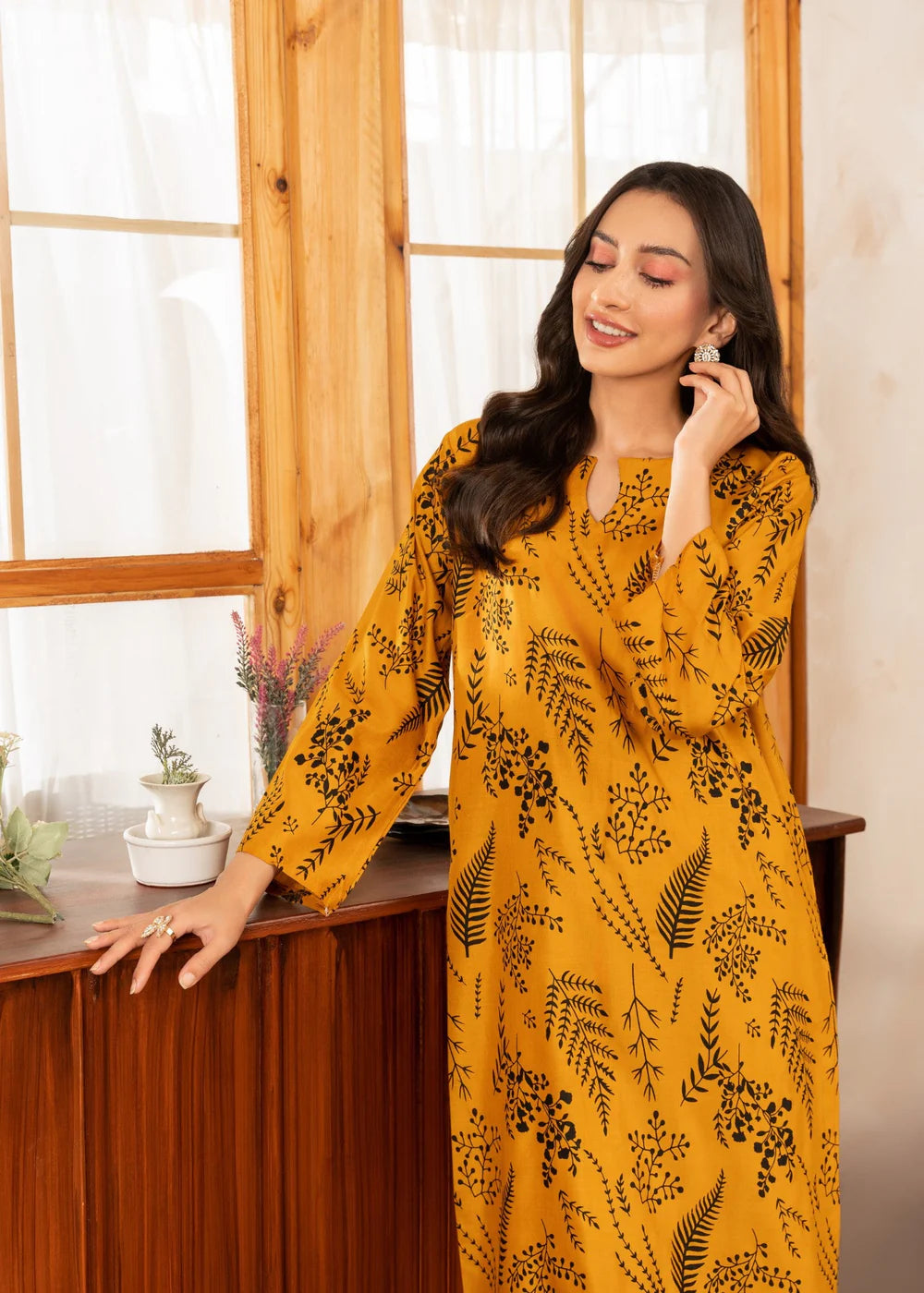 Floral Leaf print  Stitched suit 2pc