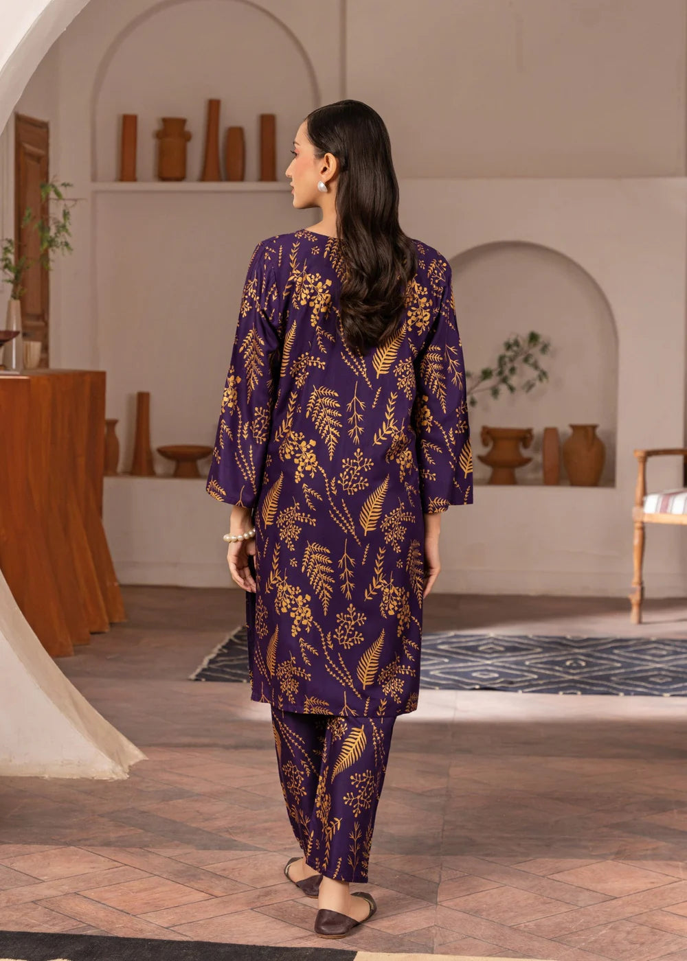 Floral Leaf print  Stitched suit 2pc